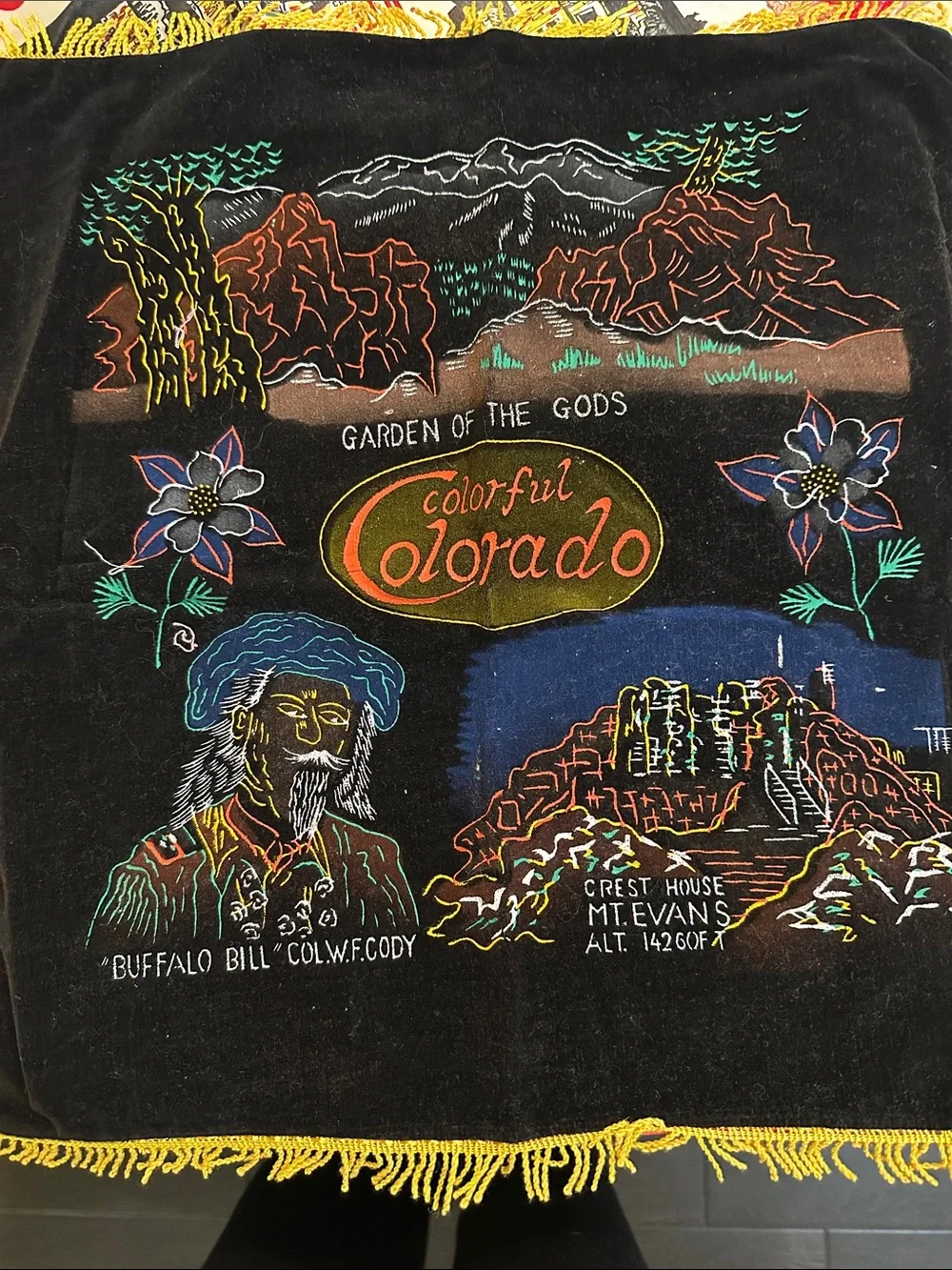 Vintage Scenic Souvenir Silk Scarves - Pink, Cream & Black Prints.
